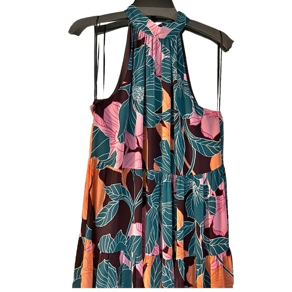 Trina Turk NWT Sunglasses Maxi Dress Tropical Print Teal,Pink,Tangerine Sz M - Picture 7 of 14